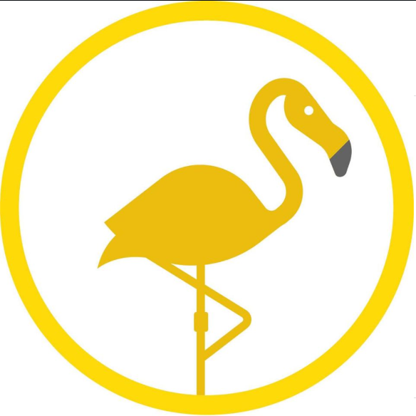 de gele flamingo logo
